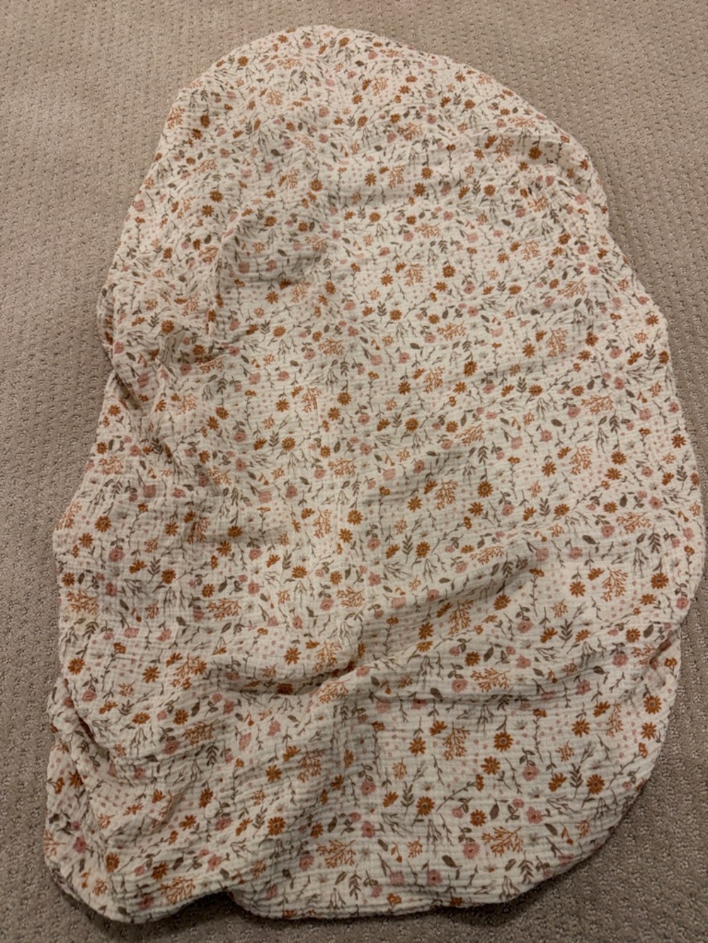Floral Muslin crib sheet - Cream with Mustard & Pink Flowers